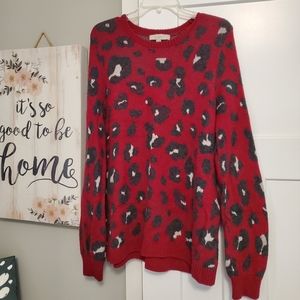 Loft red leopard sweater